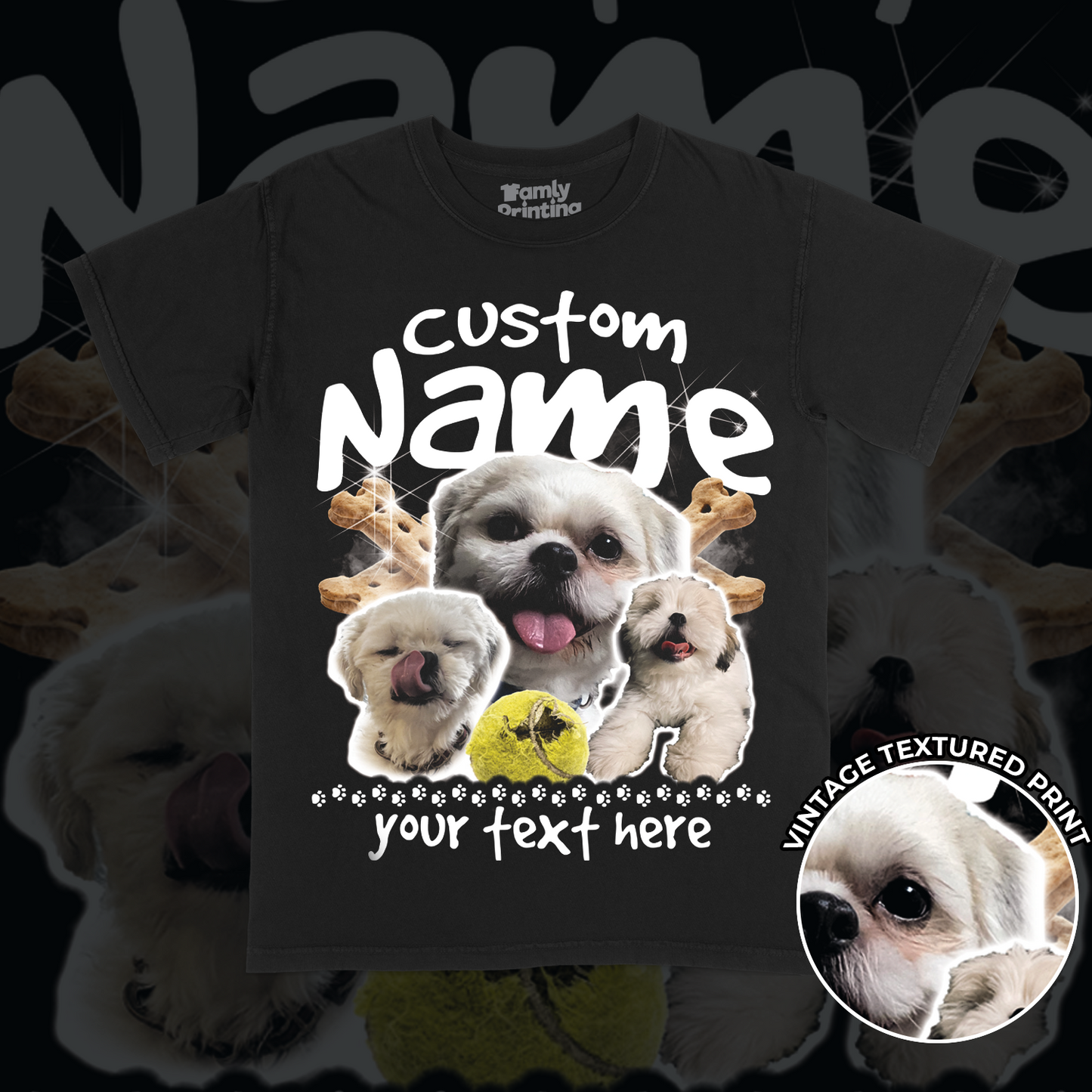 Custom Vintage Retro Dog Collage T-Shirt