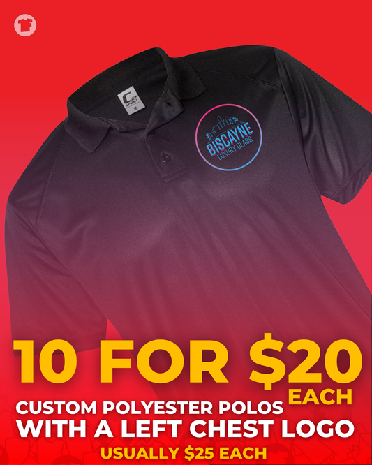 Custom Polyester Polos - 10 for $20 each