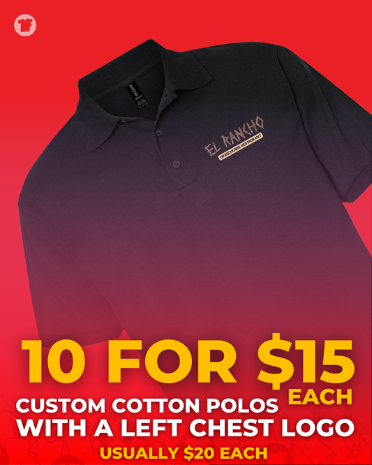 Custom Cotton Polos - 10 for $15 each