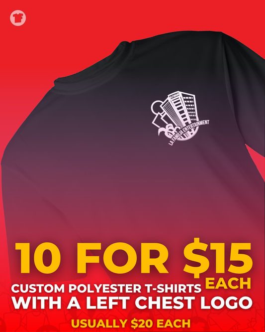 Custom Polyester T-Shirts - 10 for $15 each