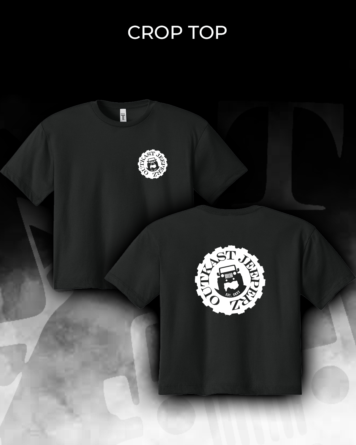 OJ Logo Ladies Crop Top - front and back