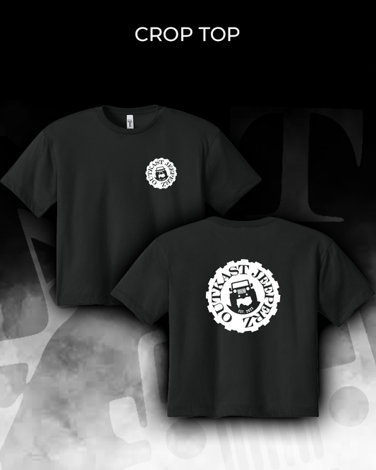 OJ Logo Ladies Crop Top - front and back