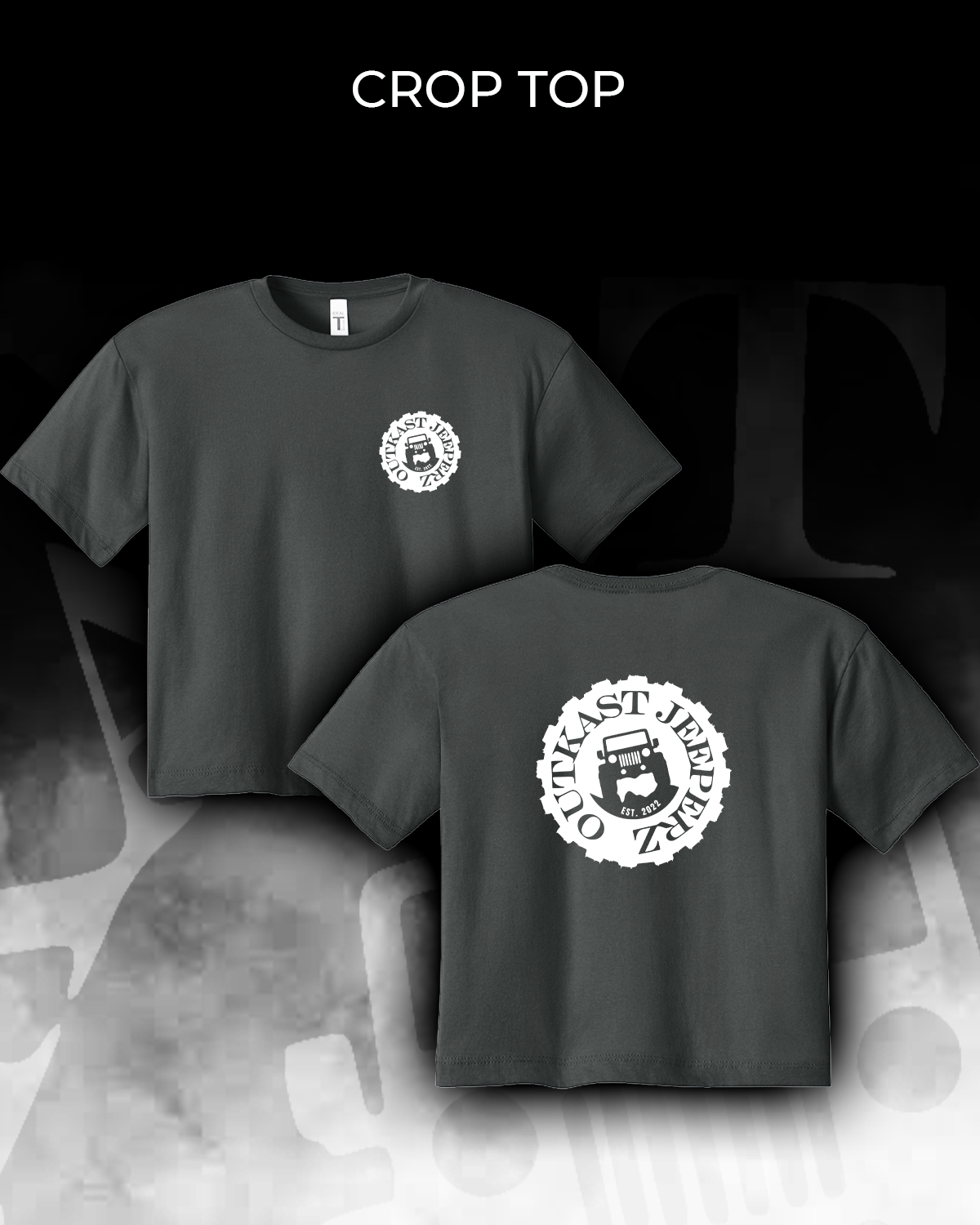 OJ Logo Ladies Crop Top - front and back