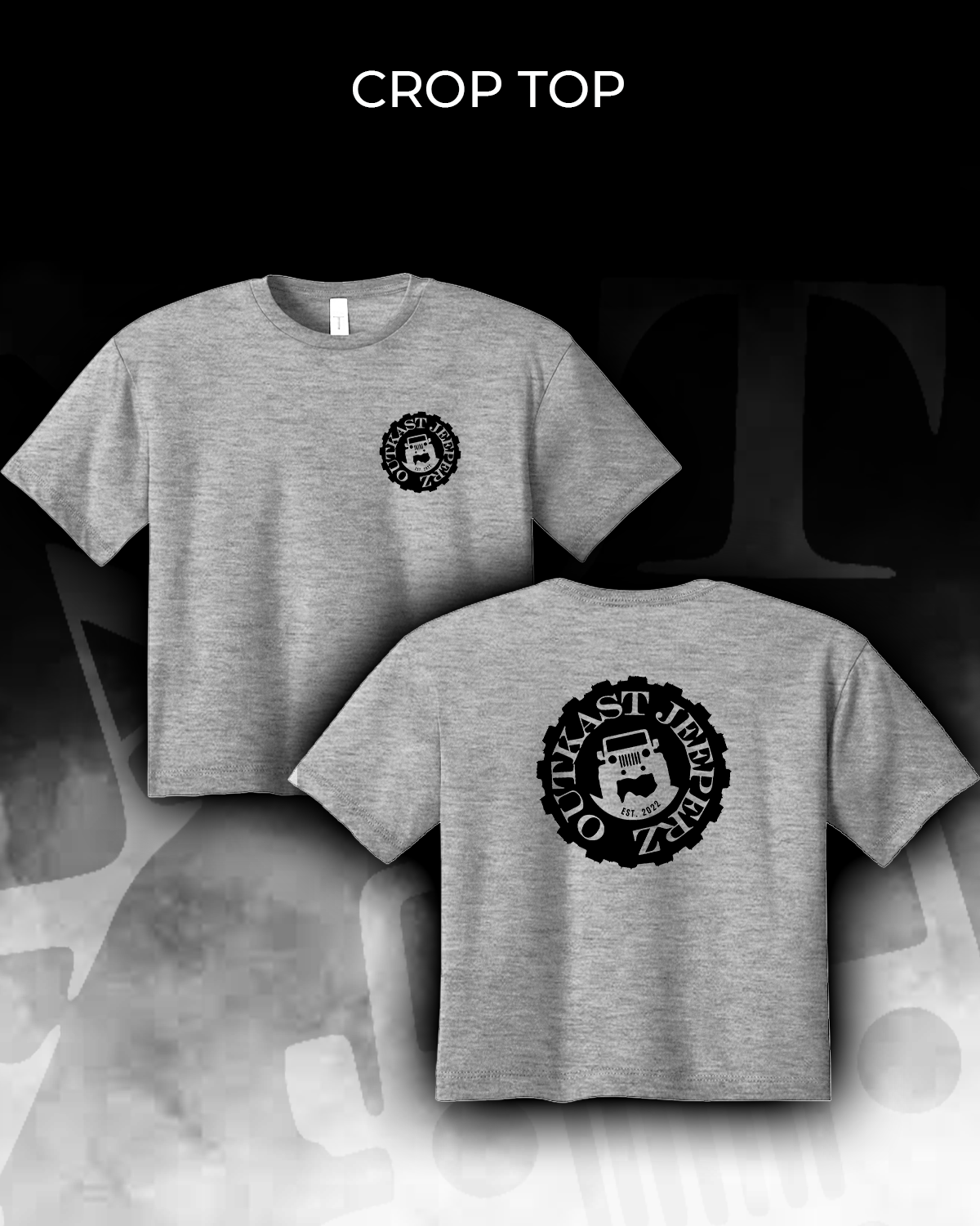 OJ Logo Ladies Crop Top - front and back