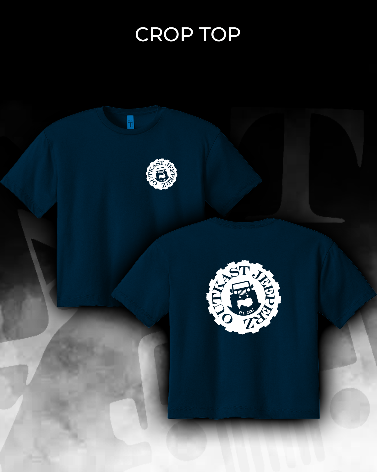 OJ Logo Ladies Crop Top - front and back