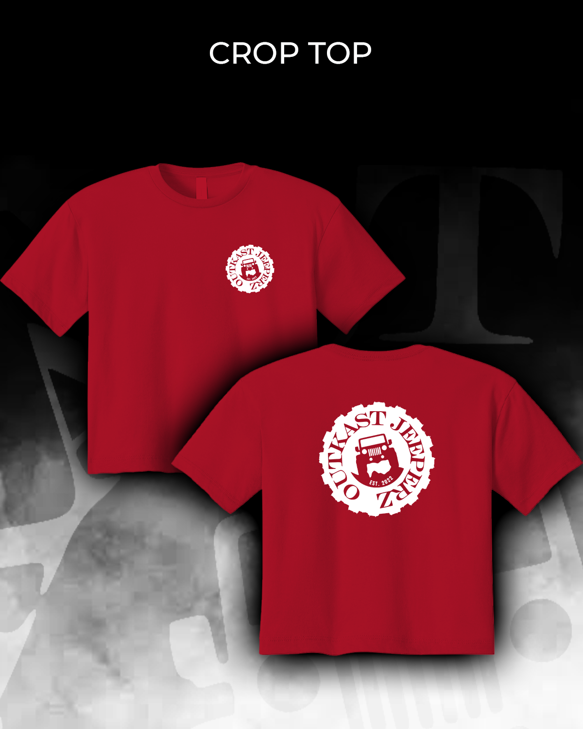 OJ Logo Ladies Crop Top - front and back