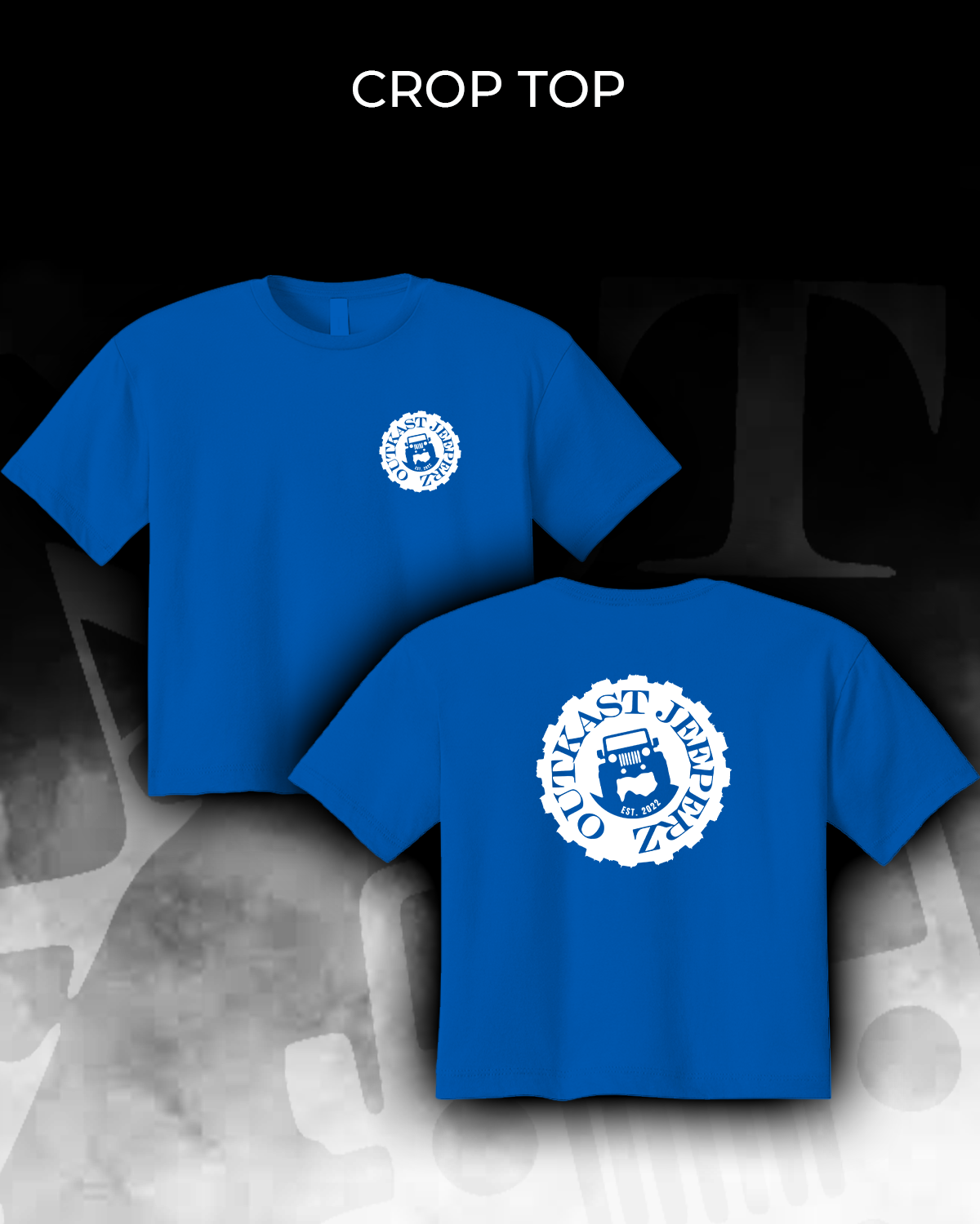 OJ Logo Ladies Crop Top - front and back