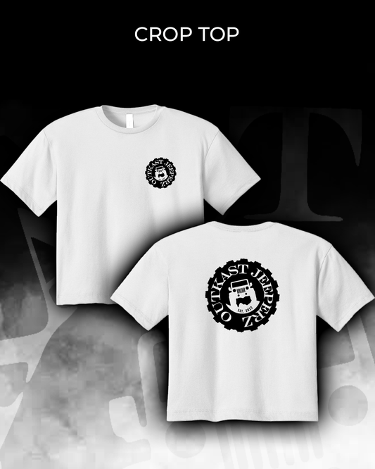 OJ Logo Ladies Crop Top - front and back