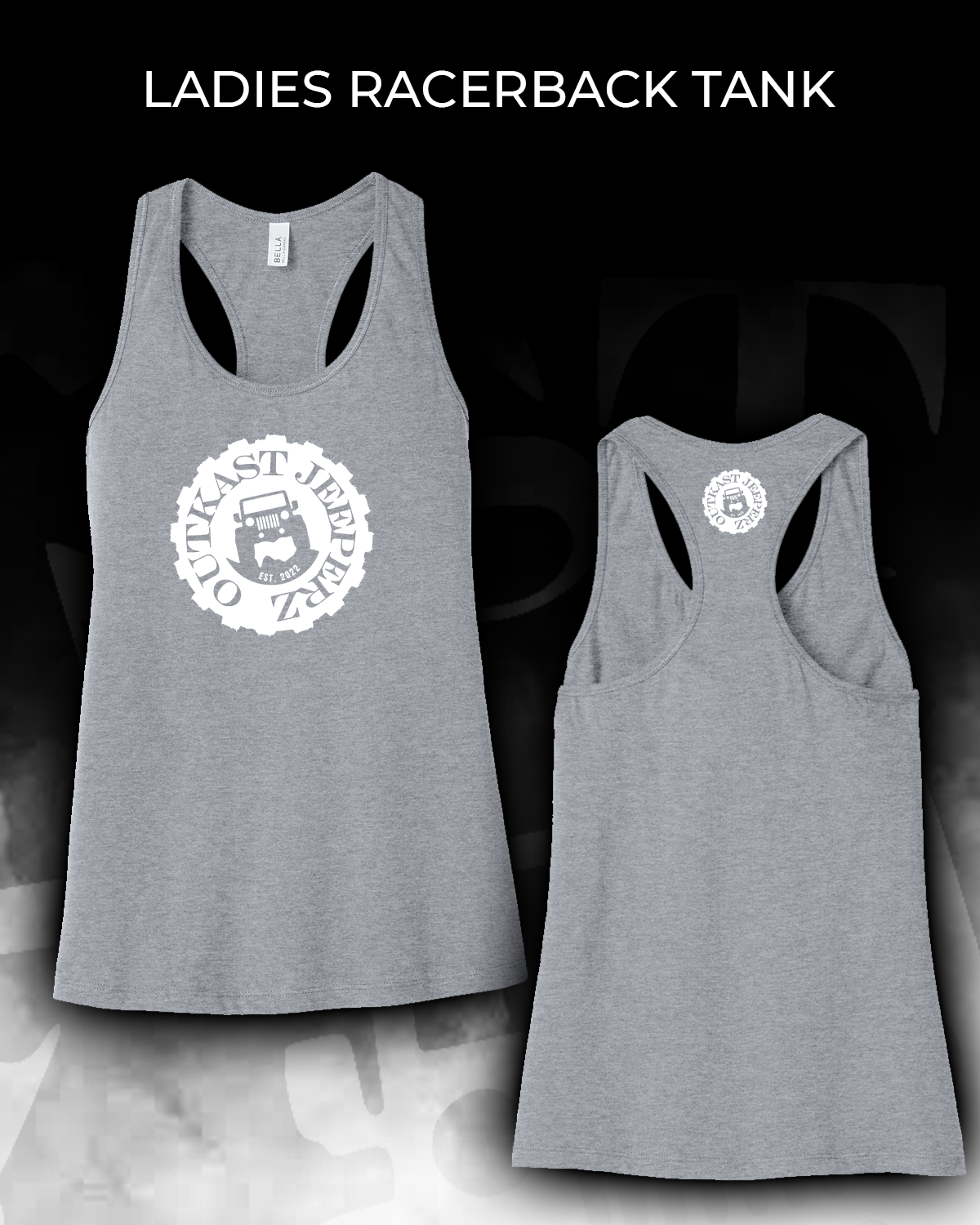 OJ Logo Ladies Racerback Tank - Front and Back