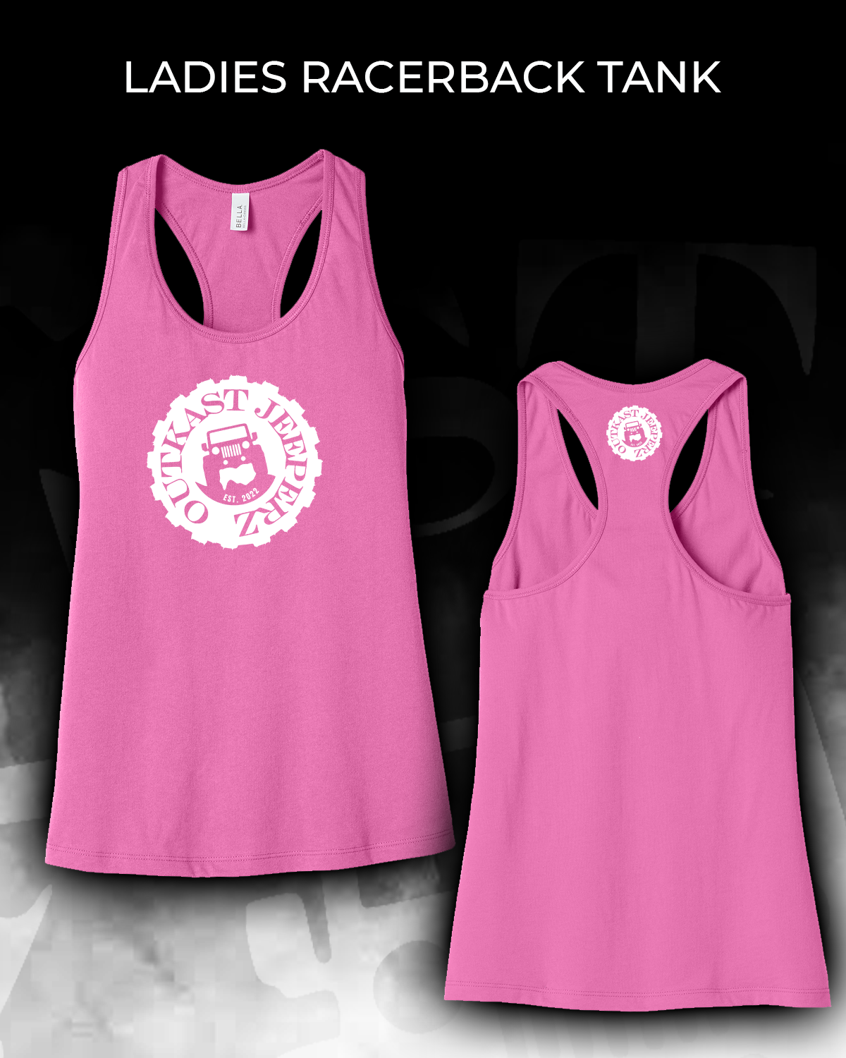 OJ Logo Ladies Racerback Tank - Front and Back