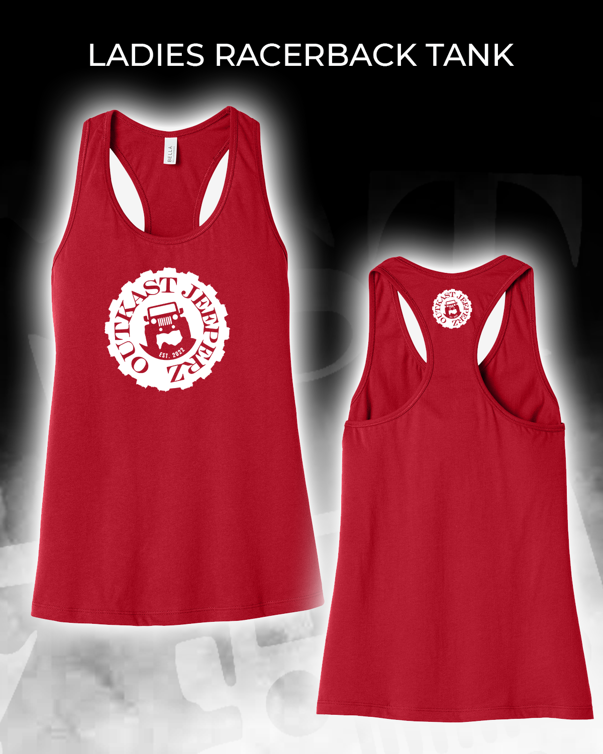 OJ Logo Ladies Racerback Tank - Front and Back