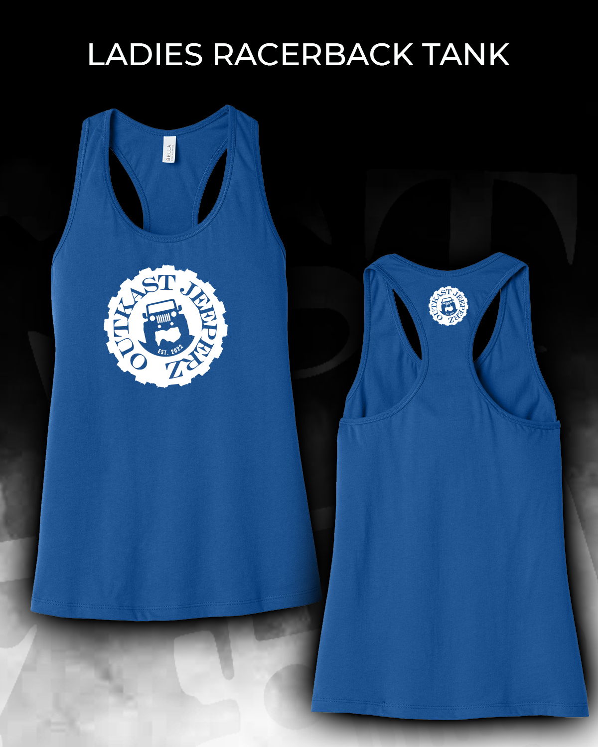 OJ Logo Ladies Racerback Tank - Front and Back